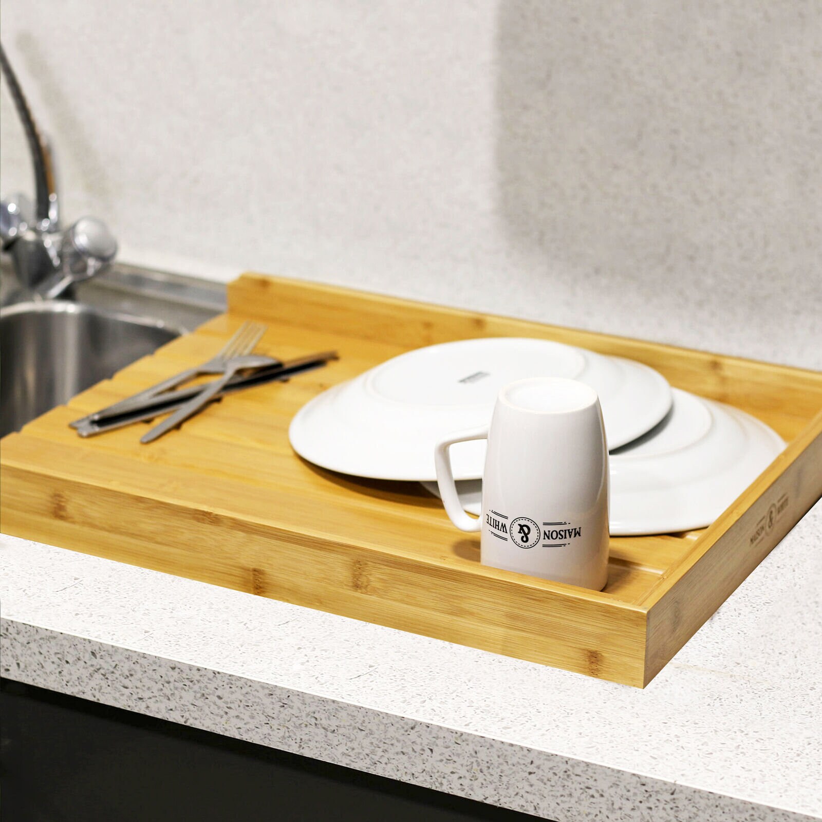 Bamboo Draining Board Dish Drainer Wooden Dish Drying Rack Etsy