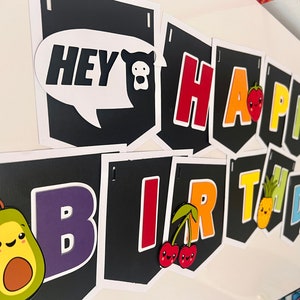 Hey Bear Birthday Banner/Hey Bear Party/ Hey Bear High Chair Banner