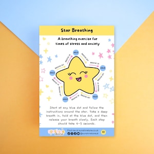 Star Breathing Sticker Sheet - Atemübung zum Stressabbau, Angst-Toolkit, Sticker für psychische Gesundheit, Selbstpflege-Sticker