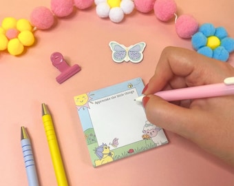 Appreciate the Little Things Sticky Notes - gratitude sticky notes, cute animal sticky notes, kawaii desk decor, desk jot pad