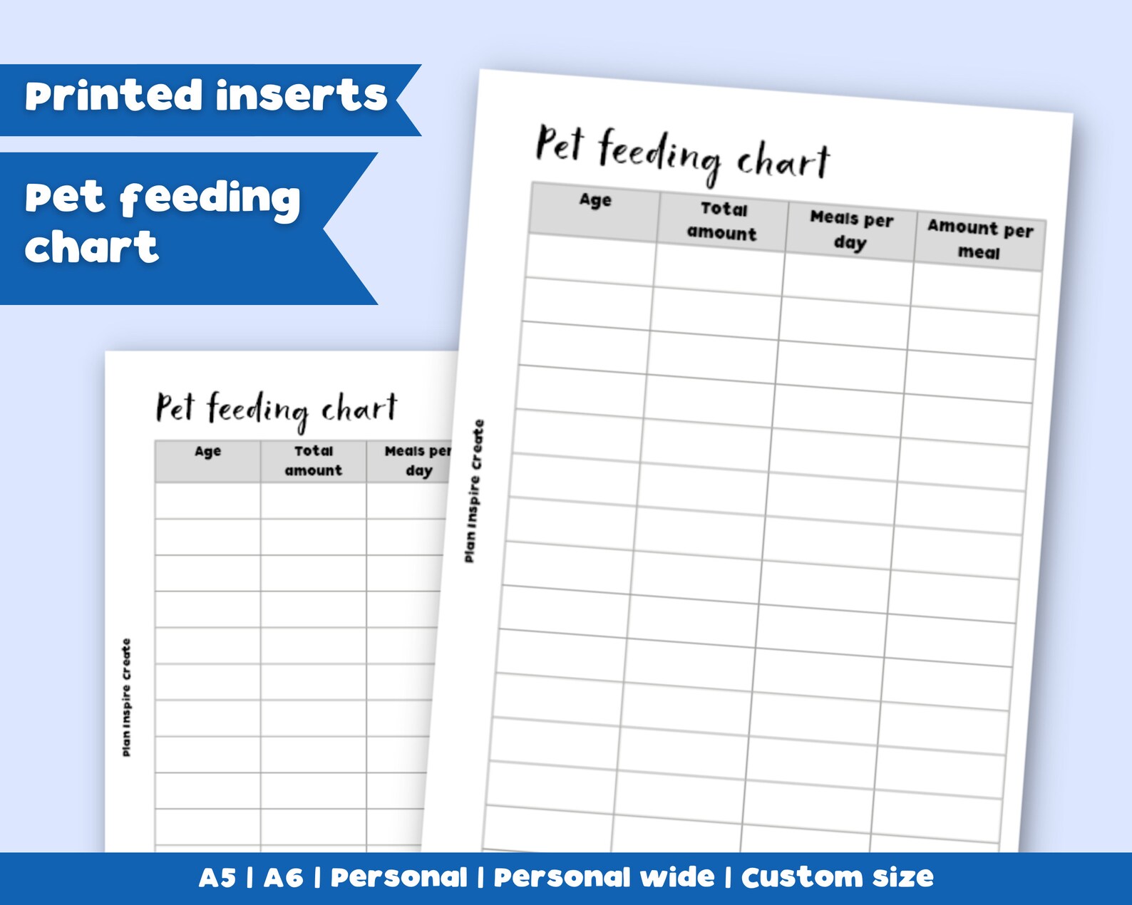 Pet Feeding Chart Planner Insert Puppy Food Tracker Printed Etsy UK