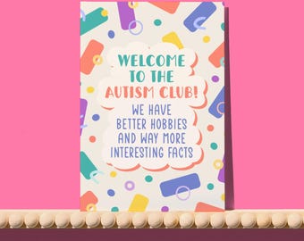 Welcome to the autism club card - wired for wonderful greetings card, celebrate neurodiversity, inclusion