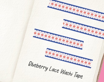Blueberry Lace Floral Washi Tape - Scallop Border