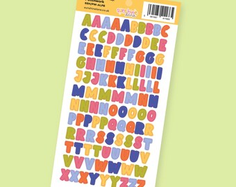 Bold Alphabet Sticker Sheet - Colourful Letter Stickers for Planners & Journaling - patchwork