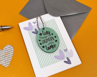 Tiny Human Tamer parent keepsake card and gift