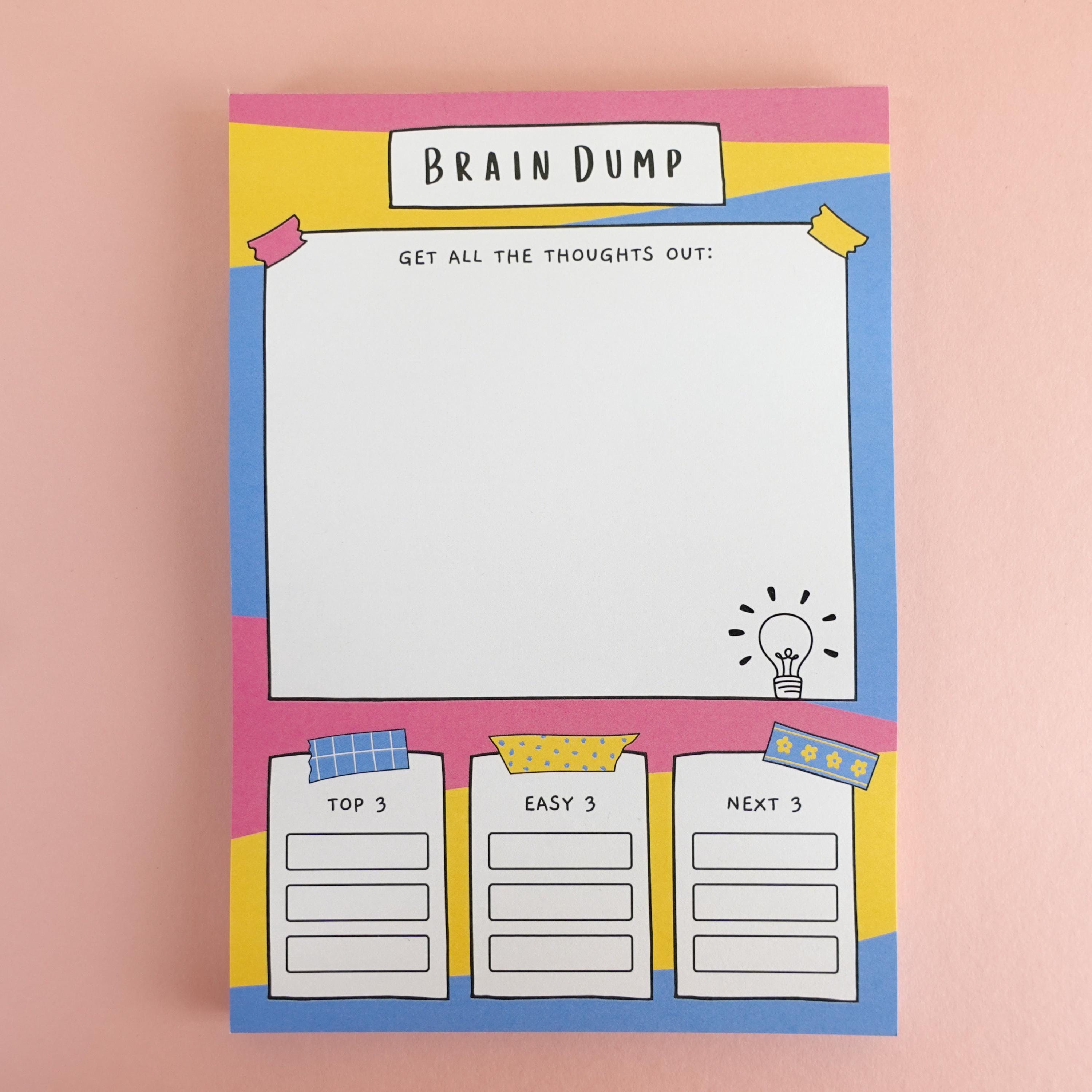 Brain Dump Notepad - A5 // A5 Notepad for Clearing Mental Clutter and ...