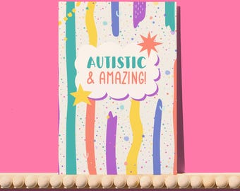 Autistic and Amazing card - wired for wonderful greetings card, celebrate neurodiversity, autistic pride, neuroaffirmative
