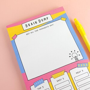 Brain Dump Notepad - A5 // A5 Notepad for Clearing Mental Clutter and ...