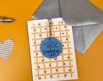 Just Graduated Card - Blue Graduation Keepsake Token Gift