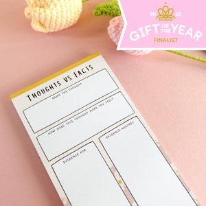 Thoughts vs Facts Notepad // DL notepad to help challenge negative thoughts - mental health stationery
