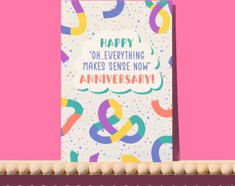 Everything Makes Sense Now card - wired for wonderful diagnosis anniversary greetings card, celebrate neurodiversity