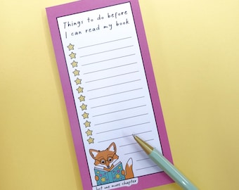 Bookish To Do List Notepad - Things to do before I can read my book // task list notepad, pink bookish notepad, stationery for book lovers