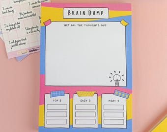 Brain Dump Notepad - A5 // A5 notepad for clearing mental clutter and prioritising tasks
