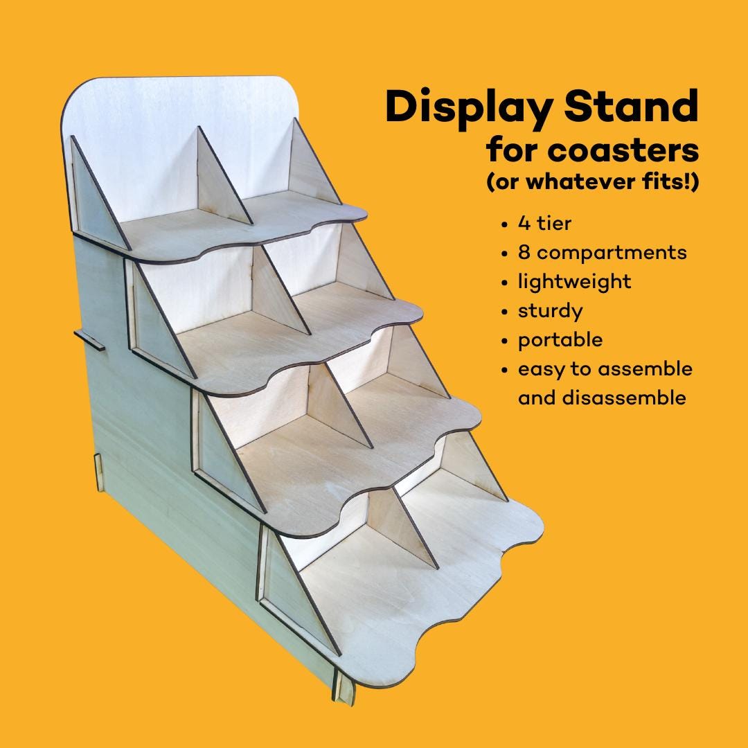 Coaster Display Set 4 Tier Coaster Display Stand for Retail Display, Craft Fairs, Markets ...