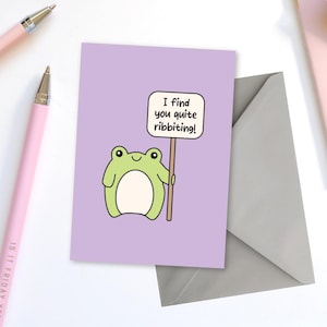 Tarjeta de felicitación "Te encuentro bastante burlón": linda tarjeta con un juego de palabras con forma de rana, tarjeta con un juego de palabras con forma de animal para alguien especial, San Valentín, aniversario, un amigo encantador