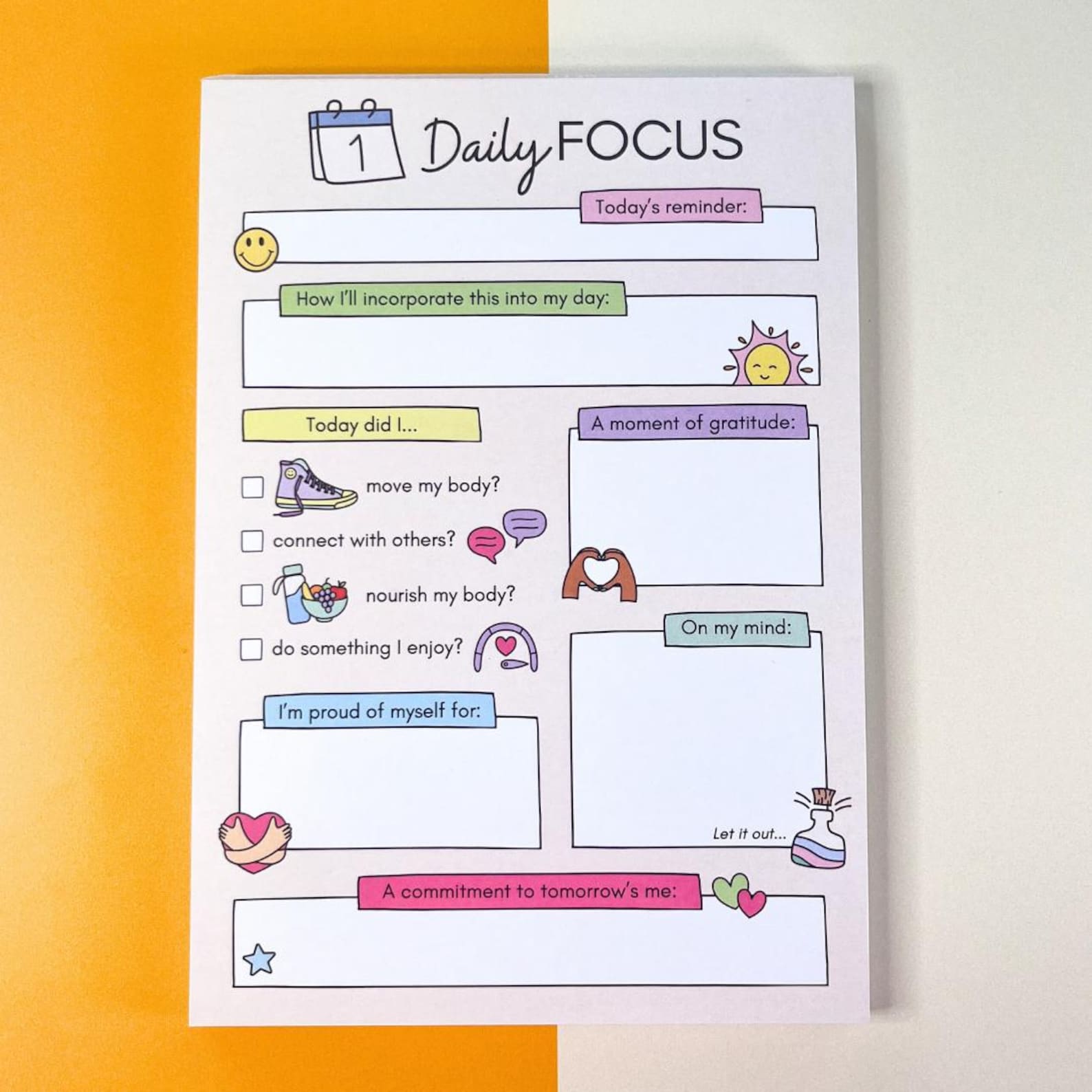 Daily Focus Self-Care Notepad