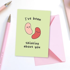 I’ve Bean Thinking About You Greeting Card - food pun greetings card, baked beans, thinking of you gift, supportive card, cheer up gift