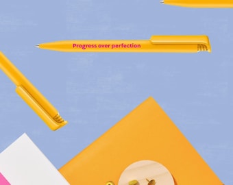 Progress Over Perfection Yellow Ballpoint Pen