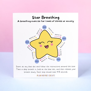 Star Breathing Mini Print - ejercicio de respiración para aliviar la ansiedad y el estrés, impresión de bienestar, diario de salud mental, regalo de cuidado personal