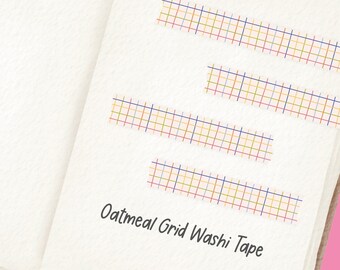 Oatmeal Multi-Grid Washi Tape - Colourful Hand-Drawn Grid