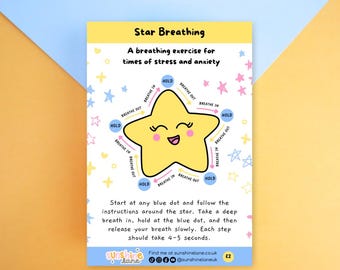Star Breathing Sticker Sheet - breathing exercise for stress relief, anxiety toolkit, mental health stickers, self-care stickers