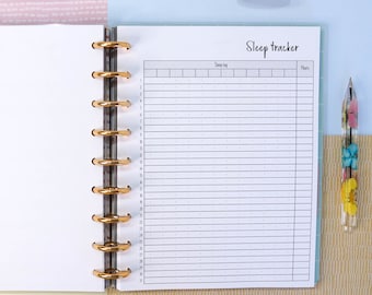 Sleep tracker planner insert, monthly sleep log, sleep tracking health planner - printed planner inserts in A5, A6, Personal & Personal Wide