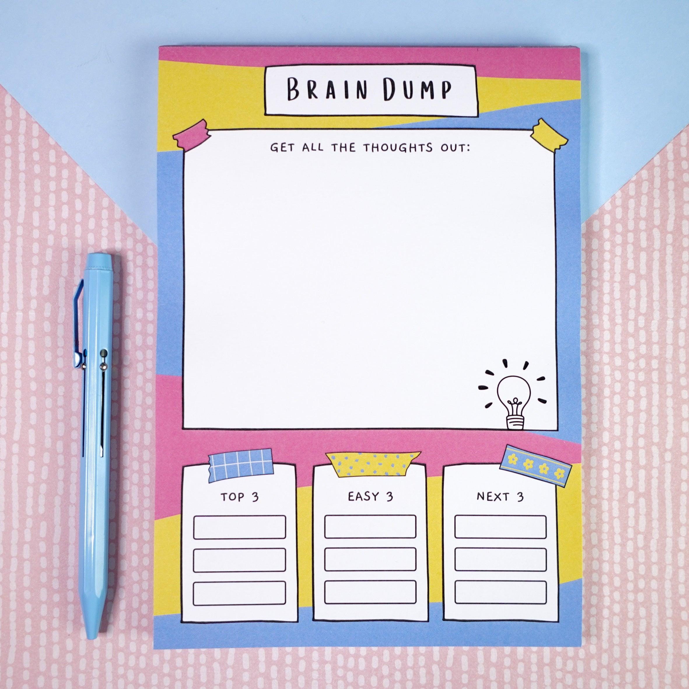 Brain Dump Notepad - A5 // A5 Notepad for Clearing Mental Clutter and ...