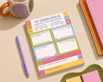 Daily Sensory Check-In Notepad - A5 notepad for daily self-care and wellbeing