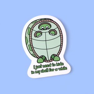 Die geschnittene Schildkröte Aufkleber, Aufkleber für Mentale Gesundheit, Selbstfürsorge, wasserfest - Schildkröte Aufkleber für diejenigen, die sich manchmal verstecken müssen
