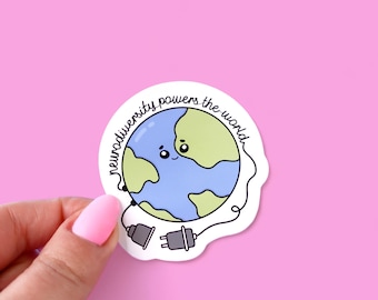 Neurodiversity powers the world die cut sticker - autism awareness, adhd gifts, autistic pride, neurodiverse acceptance, cute autistic art