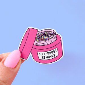 Self-doubt Remover Glitter Sticker Self Care Gift, Pink and Silver ...