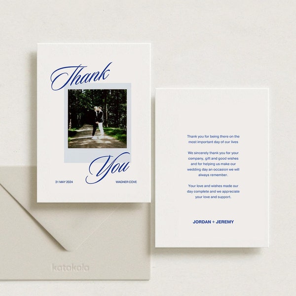 Minimalistische Hochzeitskarte mit Foto • Verlobungskarte • Paar-Dankeskarte • Paar-Postkarte • Bearbeitbare Vorlage • Sofortiger Download