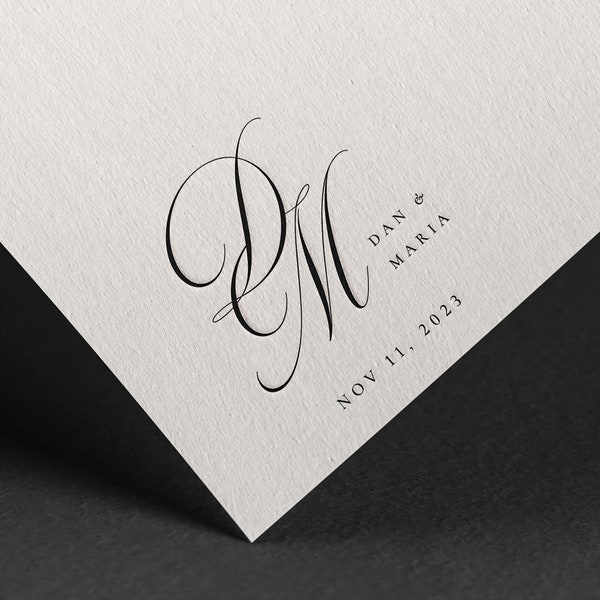 Premade Logo Design • Monogram • Wedding Favors Logo • Unique Couple Logo • Script Wedding Logo • Classic Wedding Invite Logo •  Gobo Logo