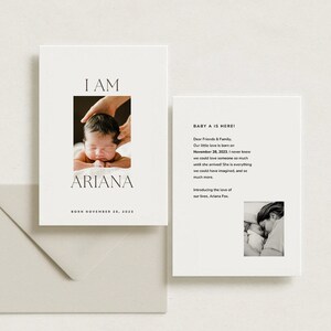 Geburtsankündigung • Neugeborenen Foto Postkarte • Minimalistische Foto Babyankündigung • Foto Baby Postkarte • Sofortiger Download