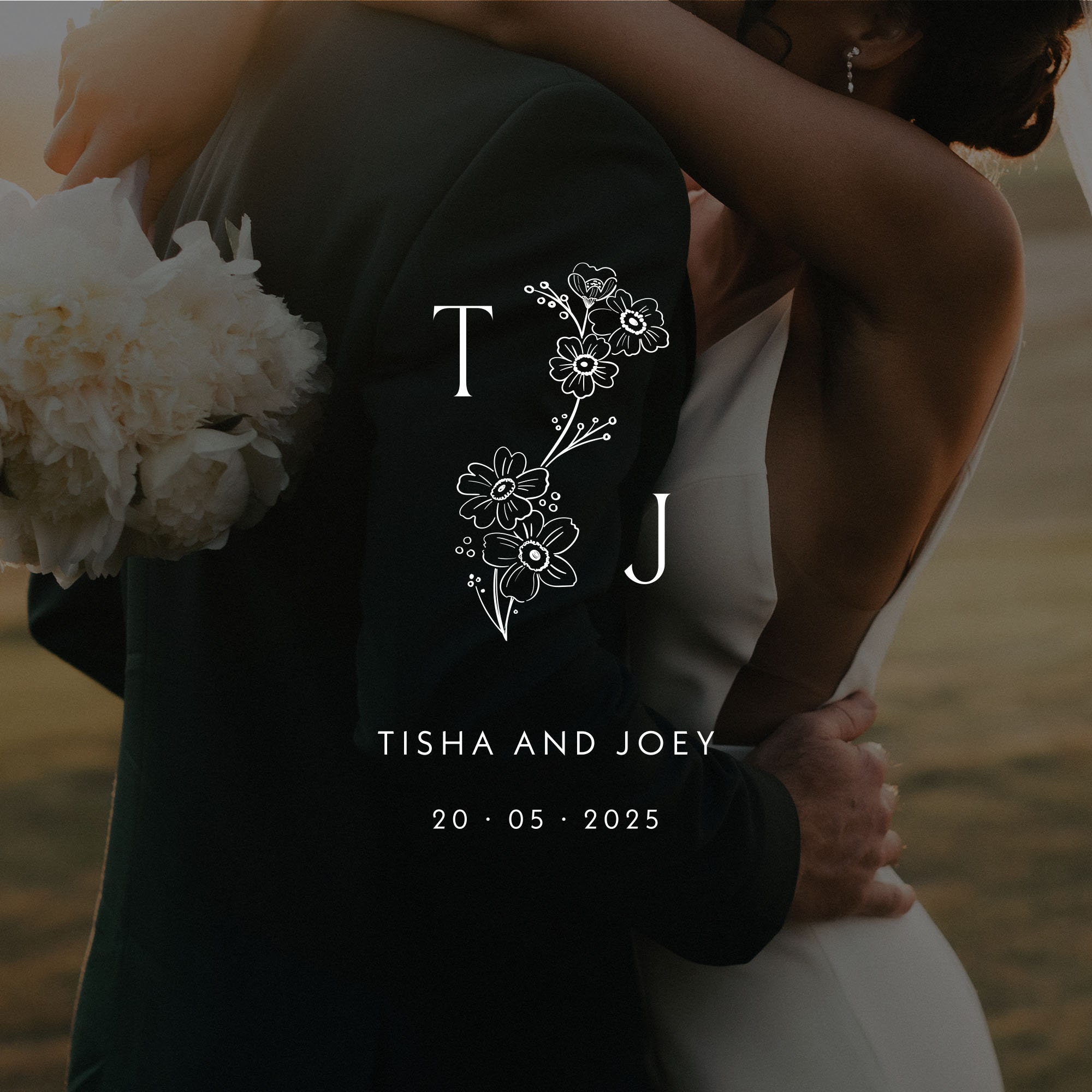 Premade Logo Design Wedding Floral Monogram Modern Floral Couple ...