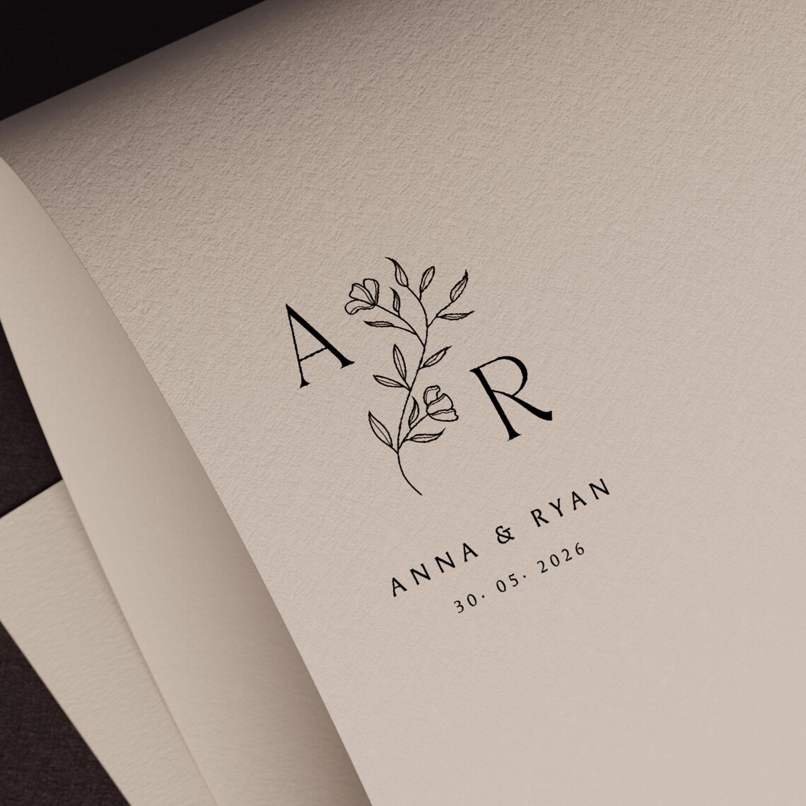 Custom Wedding Monogram Logo With Flowers – Initials for Invitations ...