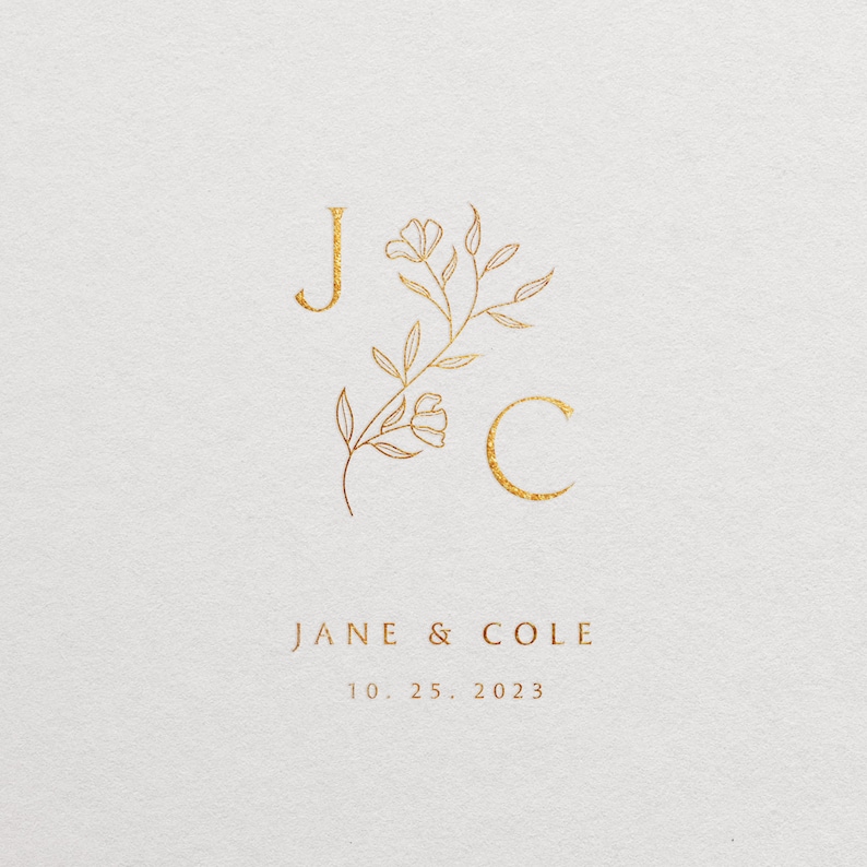Custom Wedding Monogram Logo With Flowers – Initials for Invitations ...