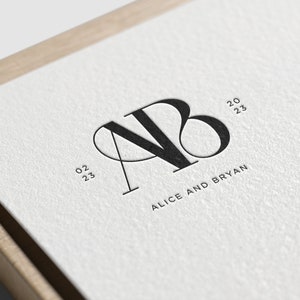 Modern Couple Monogram Logo Design: Minimalist Wedding Initial (Premade)