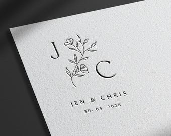 Custom Wedding Monogram Logo with Flowers – Initials for Invitations, Signage & Wedding Decor and Gobo
