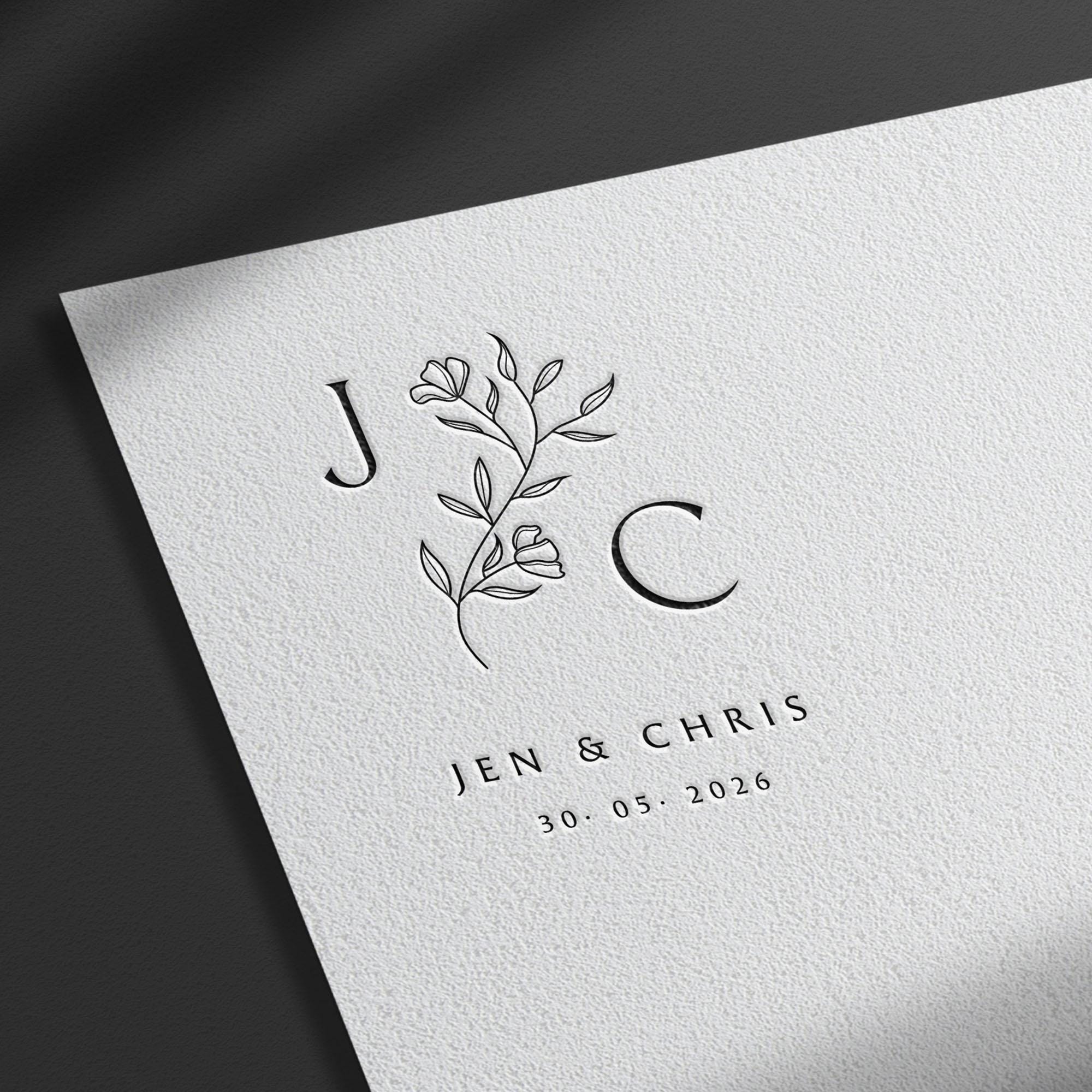 Custom Wedding Monogram Logo With Flowers – Initials for Invitations Custom Wedding Monogram Logo With Flowers – Initials for Invitations