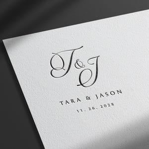 Logotipo de boda con caligrafía moderna, monograma de pareja para servilletas, invitaciones y programas.
