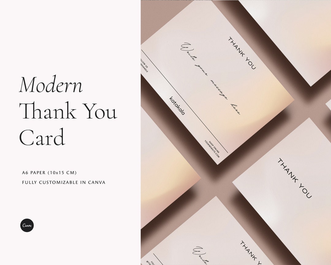 Modern Thank You Card Design A6 Thank You Card Package Etsy Ireland