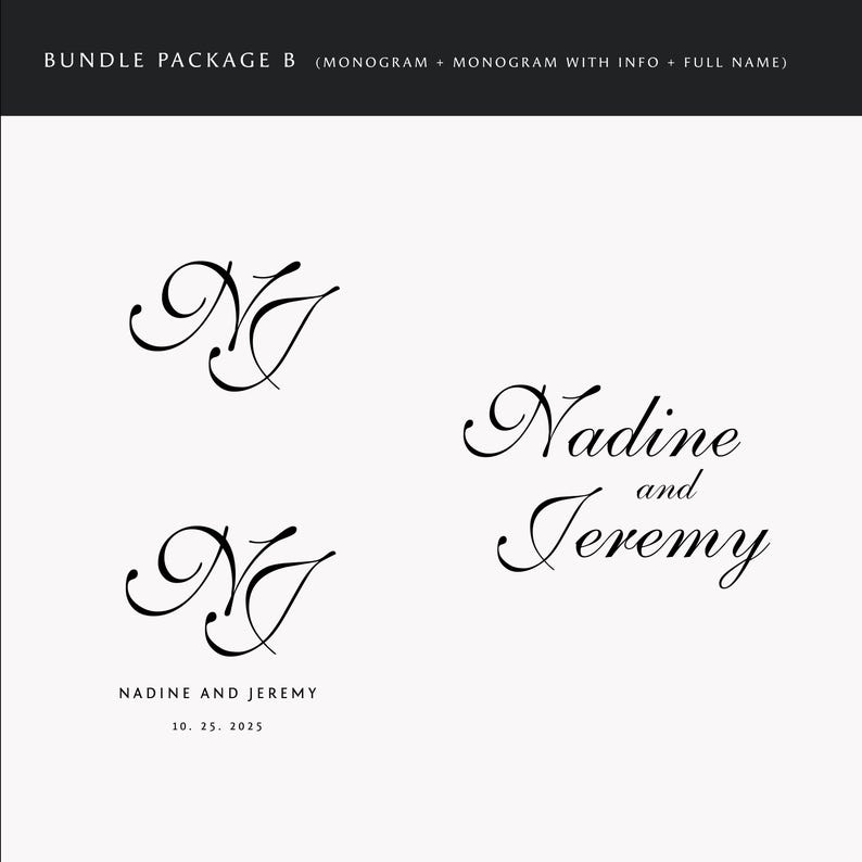 Elegant Wedding Monogram Logo Design: Modern Couple Initials (digital ...