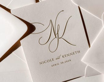 Calligraphy Wedding Logo Design: Elegant Initial Monogram in Script for Wedding (Digital)