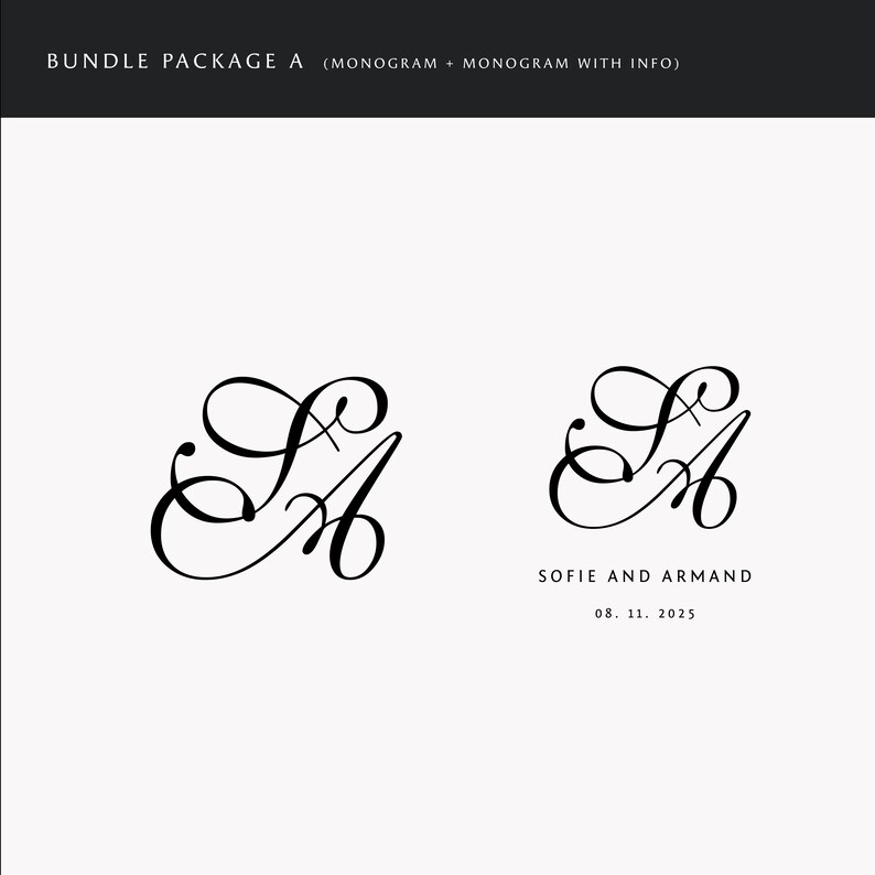 Elegant Wedding Monogram Logo Design: Modern Couple Initials (digital ...