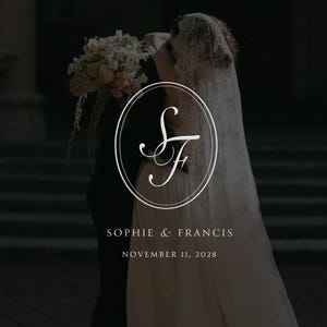Diseño de logotipo para bodas en letra cursiva y escudo ovalado: Monograma romántico para bodas (prediseñado)