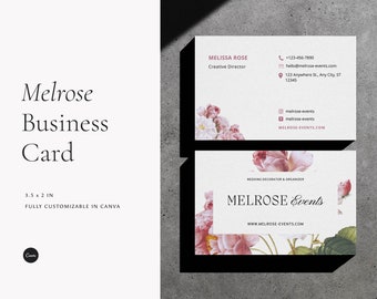 CANVA Business Card • Name Card Design • Feminine Business Card • Aesthetic • Elegant Name Card • Florist • Floral • Bridal • Personal Card