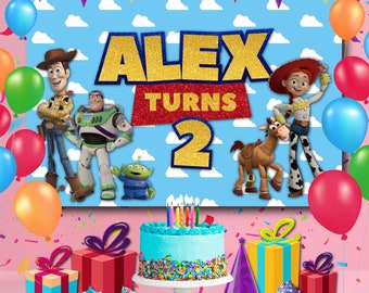 Toy Story Backdrop Birthday Party Event Backdrop Photography baby Birthday banner 5ft x 7ft Printed