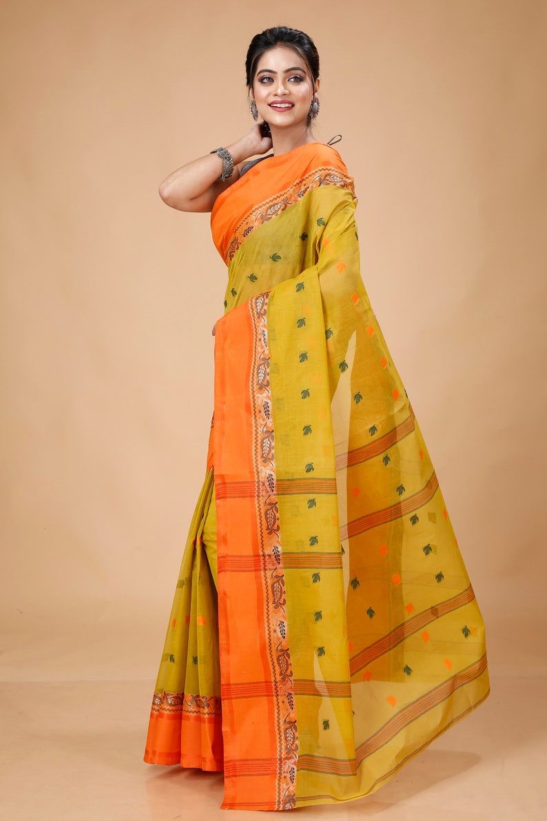 Bengal Traditional Tant Handwoven Pure Cotton Starch Saree All Body