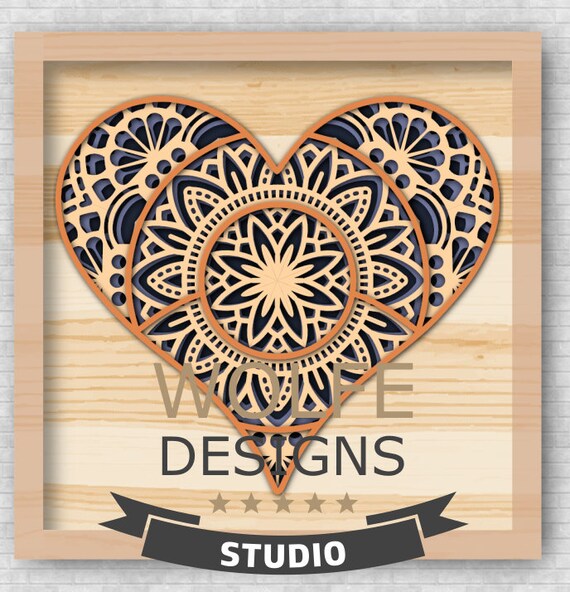 Download Heart Layered Mandala Svg Vector Cricut Cameo Laser Glowforge Etsy SVG, PNG, EPS, DXF File